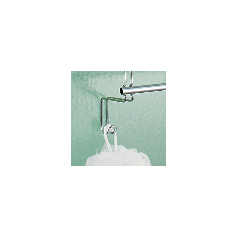 iDesign Classico Steel Over-The-Door Towel Rack with Storage Hooks -