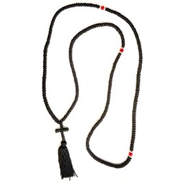 Iconsgr Handmade Blessed Christian Orthodox Greek Komboskoini Prayer Rope 300 Knots Pentant Black