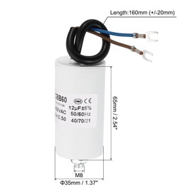 PATIKIL 12uf CBB60 Run Capacitor,AC 450V U Terminal Wires 50/60Hz Cylinder Bottom with M8 Screw for Washing Machine, Cleaning Machine Pump Motor Star