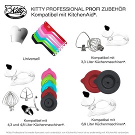 Kitty Professional Professional Whisk "Foam Beater" Compatible with KitchenAid 4.3 and 4.8 Litres
