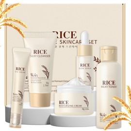LAIKOU Skincare Set, Korean Rice Face Skin Care Sets & Kits, Cleanser,Toner,Serum,Eye Cream & Moisturizer, Christmas Birthday Gifts for Women Teenage Girls Mom Friend, Travel TSA-friendly Sizes 5pcs