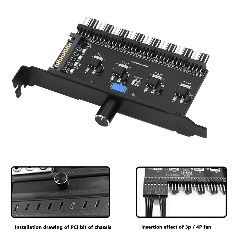 SinLoon PC 8 Channels Fan Hub Knob Cooling Fan Speed
