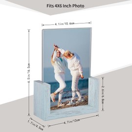 PETAFLOP 4x6 Picture Frame 2 Pack, Double Sided Glass Photo Frames 4 by 6 U-Shaped Blue Menu Holder Sign Card Stand for Desktop or Tabletop