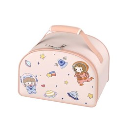 Soulnioi Lunch Box Bento Box Bag for Kids, Insulated Lunch Bag Box for Boys and Girls, Portable Meal Tote Kit, Space Astronauts Themed Lunch Box Bag (Pink)