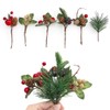 14pcs Christmas Floral Arrangement Artificial Pine Cones Berry Stems Decor