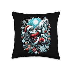 Santa Claus Ice Climbing Adventure Festive Throw Pillow
