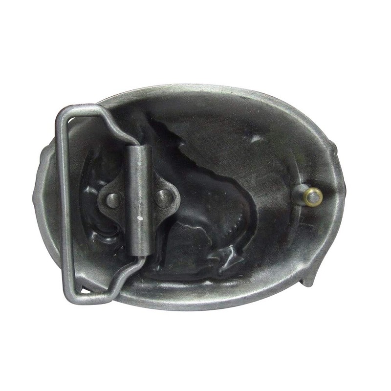 Unbekannt Howling Wolf Blue Background Belt Buckle Pewter, gray