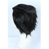Linfairy Short Straight Cosplay Wig Halloween Costume Wig (black)