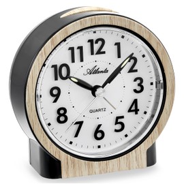 Alarm clock without ticking, quiet with light, snooze, quartz, analogue, 2173/30 (beech/black)