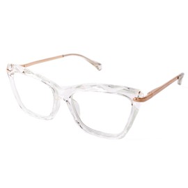 Eclipse Optics Focus Series Reading Glasses for Women - Full Rim, Polycarbonate & Metal, Includes Case, Cleaning Cloth, Screwdriver (Clear, 1.5, Diopters)