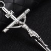 European large CROSS JESUS pendant 925 STERLING SILVER ITALY 24"