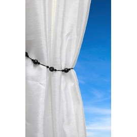 Twinkle Crystal Tie Backs, Tie Back Pairs, Beaded Rope Curtain Voile Hold Backs, (Black)