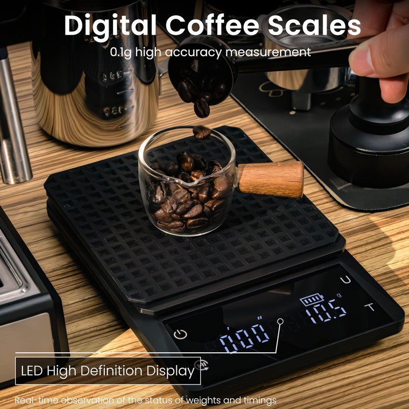 Bemece Digital Coffee Scales with Timer,0.1g/3KG High Precision Kitchen Scale