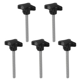sourcing map 5pcs Star Clamping Knobs M10 x 100mm Metric Male Thread 60mm 4-Point Plastic Head Threaded Stud Knob Hand Tightening Thumb Screw Jig Handle, Black