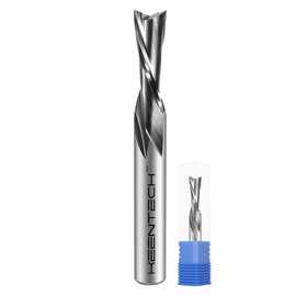 KEENTECH 1/4" Shank Downcut 2 Flute Flat Tip Sprial Router Bit for CNC Router Machine, 1/4" Cutting Diameter, 3/4" Cutting Depth, for Wood Cutting, Custom Furniture, Slot Mortise, Engraving, Carving