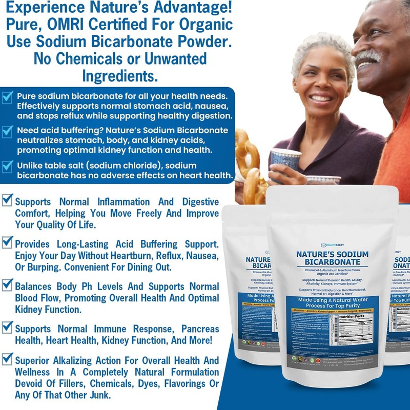 Nature’s Sodium Bicarbonate Organic Use Aluminum Free Baking Soda. No
