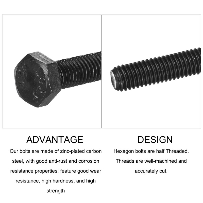 METALLIXITY Hex Bolts (M10-1.5x20mm) 10Pcs, 12.9 Grade Carbon Steel Fully