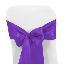 Obstal 10 PCS Satin Chair Sashes Bows for Wedding Reception- Universal Chair Cover Back Tie Supplies for Banquet, Party, Hotel Event Decorations