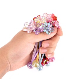 lasuroa 12 Pcs Ball Charm Hair Ties for Little Girls, Colored Camellia Beads Elastic Hair Bands with Balls Cute Flower Ponytail Holders for Toddler Girls Hairstyle Accessories