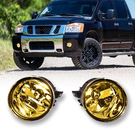 ALLGOOD Fog Lights w/Bulbs, Compatible with Nissan Titan 2004-2015/Fit Nissan Armada 2005-2007, Front Bumper Fog Light Lamps Yellow Lens 1Pair