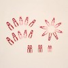 DOCVOEOMH Valentines Press on Nails Long Coffin Frech Red Pink