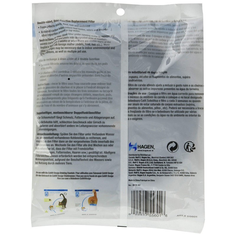 Catit Fresh and Clear Replacement Foam/ Carbon Filters, Pack of