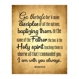 Go & Make Disciples of All the Nations - Christian Inspirational Wall Art, Motivational Scripture Wall Decor Print- For Home Decor, Church Decor, Living Room Decor or Office Decor, Unframed - 8x10