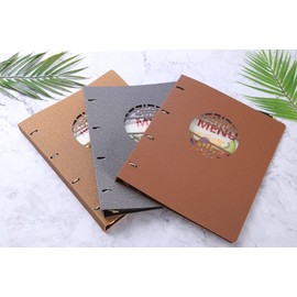 (pont du monde) Menu Table Menu File Binder A4 Facing Spread Replacement (Dark Brown)