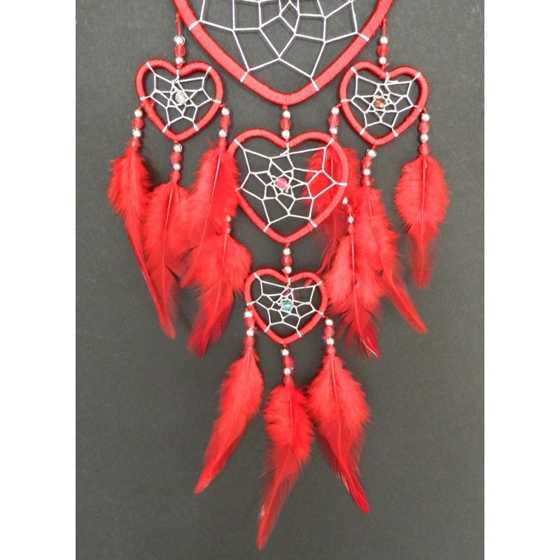 Bali unbranded DREAM CATCHER HEART silver centre dreamcatcher red, blue,