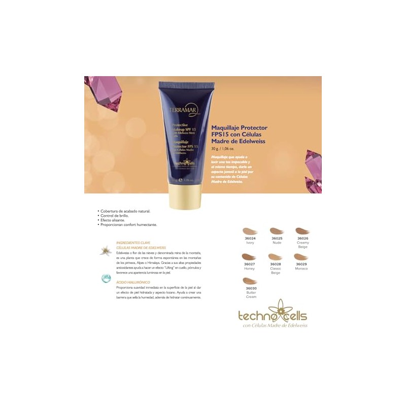 Terramar Maquillaje Protector FPS15 con Células Madre de Edelweiss, Base