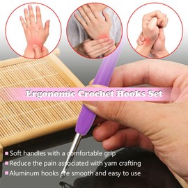 Mtophs 14-Piece Crochet Hook Set, Colourful Ergonomic Soft Grip Beginners with Bag, Knitting Needles Accessories, 2 mm - 10 mm, Gift for Women/Mother