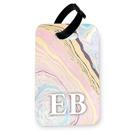 WTF | Marbled Ink Monograms (3) | Printed Art Faux Leather Passport Cover/Luggage Tag | MI3 (Luggage Tag)