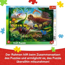 Trefl, 25 Piece Dinosaur Frame Jigsaw Puzzle with Underlay for Ages 4+