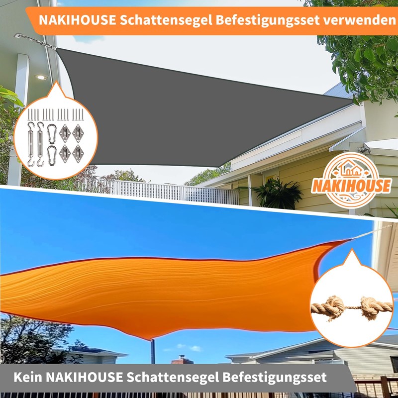 NAKIHOUSE Waterproof Sun Sail with Mounting Kit, 3 x 4