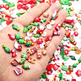50Pcs Christmas Nail Charms 3D Resin Cute Xmas Nail Supplies for Acrylic Nails Christmas Design Christmas Tree Santa Claus Snowman Elk Nail Gems Nail Jewelry for Women DIY Nail Decoration