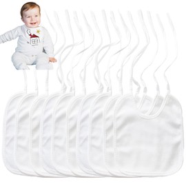 VIKY Pack of 10 Bibs for Painting, White Bibs Painting, Baby Shower, Triangular Bib, Baby, Waterproof Neckerchief, Drool Bib, Baby, Baby Bib, Gifts, Baby Shower, Triangular Scarf, Baby Boy Girl