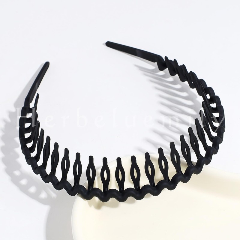 Herbeluemily HM-0094-R01-BK Headband with Comb, Bangs Clip, Men's, Women's, Skin