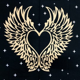 THE ART BOX Altar Cloth Tarot Cards Table Napkins Witchcraft Supplies Black Gold Tablecloth Square Spiritual Celestial Deck Cloth With Fringes, Angel Wings, 36x36 Inches