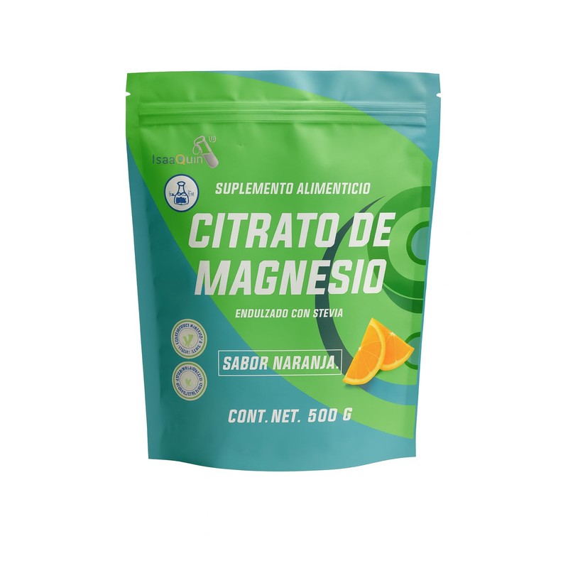IsaaQuim Citrato de Magnesio en Polvo Sabor Naranja con Stevia