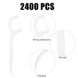 Wanmu 2400 Count Professional Dental Floss Picks for Teeth Travel Pack Bulk, High Toughness Picks Flosser for Adults Teeth Cleaning Dental Flossers for Family, Easy Grip Handle, Tight Space Cleaning