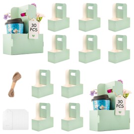 suooydoy 30 Pack 2 Cup Disposable Drink Carrier with Handle Paperboard Coffee Cup Holder Portable for Hot Cold Drinks Food Delivery Services with Heart Card for Teacher Appreciation Week Mother's Day