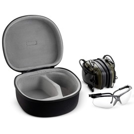 caseling Earmuff & Glasses Case. Fits Howard Leight by Honeywell Impact Sport Sound Amplification Electronic Shooting Earmuff. & Genesis Sharp-Shooter Safety Eyewear Glasses.