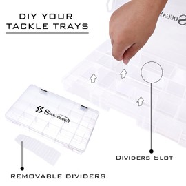 Sougayilang Fishing Tackle Boxes - 3600 3700 Plastic Storage Organizer Box with Removable Dividers - Fishing Tackle Storage - 2 Packs 3700 Transparent Tackle Trays