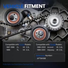 SYKRSS TBK568 Engine Timing Belt Kit with Water Pump Compatible with Acura CL V6 3.0L 1997-1999, TL V6 3.2L 1999, Compatible with Honda Accord V6 3.0L 1998-2002, Odyssey V6 3.5L 1999-2001