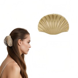 3.74'' Plastic Gold Shell Hair Claw Clip Cute Seashell Clip for Hair Accessories Fashion Unique Headpiece for Birthday Vacation Cosplay Parties