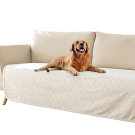 fuguitex Waterproof Dog Blanket Bed Cover Dog Crystal Velvet Moroccan Fuzzy Cozy Plush Pet Blanket Throw Blanket for Couch Sofa(30 * 70 inch, Cream+Grey)