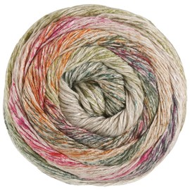 LANA GROSSA Mosaico Loose Twisted Linen Viscose Yarn with Cotton Flames and Striped Print Hand Knitting Yarn Made of 54% Cotton, Linen & Viscose 100 g Wool for Knitting & Crocheting 270 m Yarn