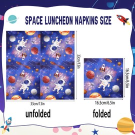 Tenare 20 Pcs Space Luncheon Napkins 13 x 13 Inch Napkins Space Adventure Science Party Decorations for Kids Birthday Party