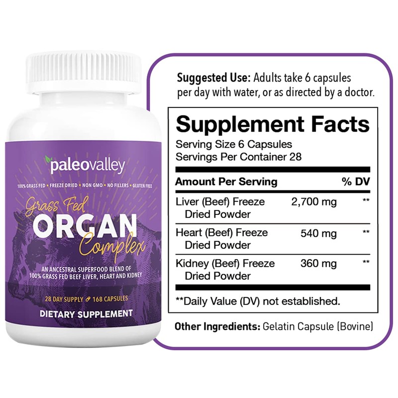 Paleovalley Grass Fed Beef Organ Complex - Freeze-Dried Beef Liver,