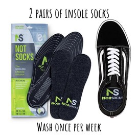 Sockless Insole Covers for Flats – No Show Shoe Liners | NotSocks™ (2-Pack) - Color: Grey